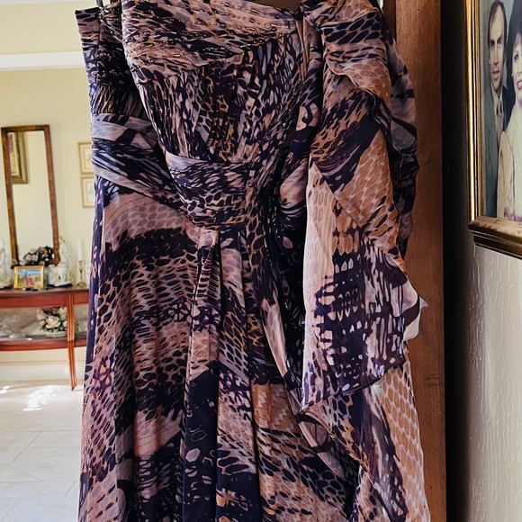 Rare Alberto Makali Silk geometric abstract print cocktail dress size 10 - Picture 3 of 16